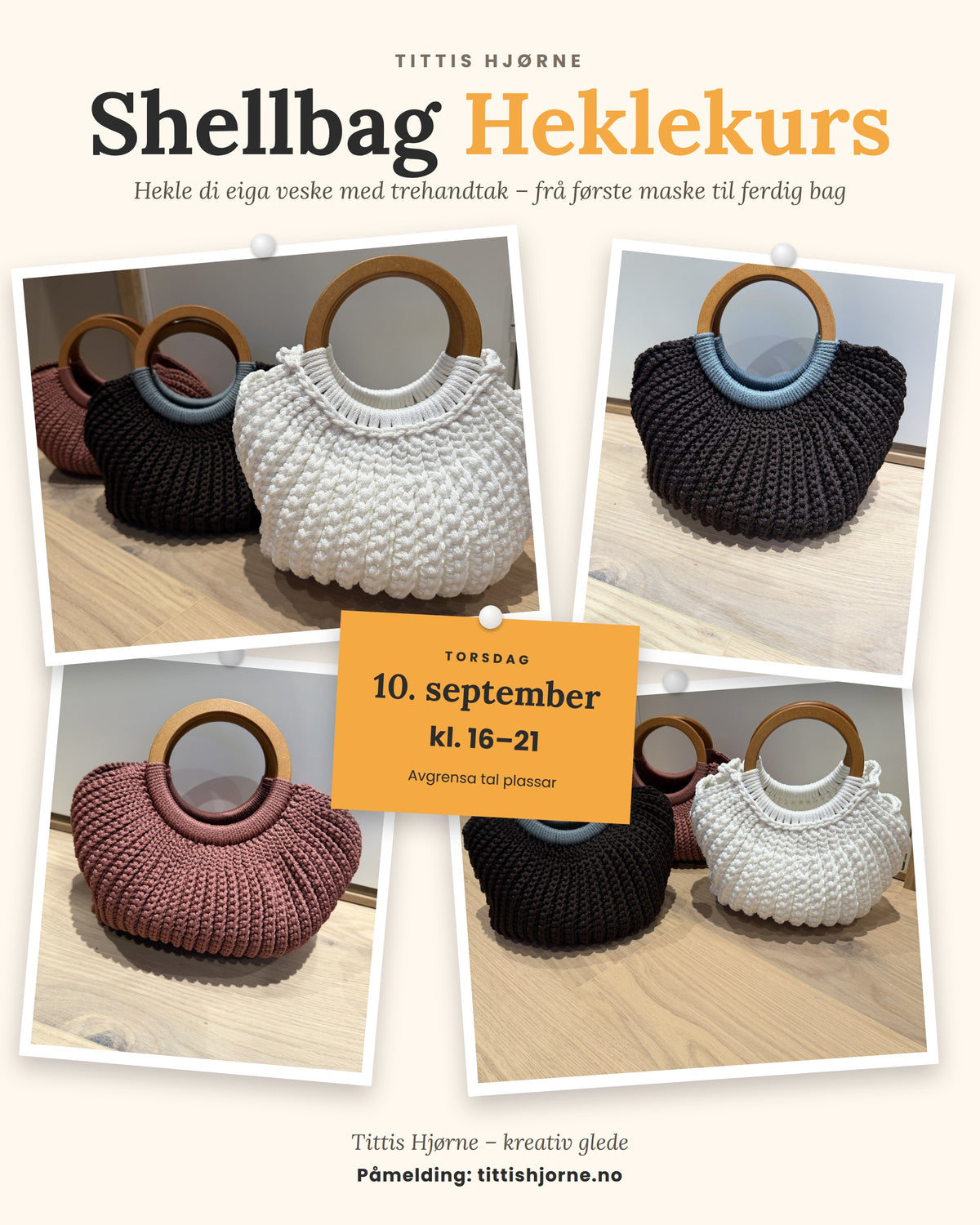 Kurs i hekling av Shell - bag torsdag 10.sept kl 16 - 21